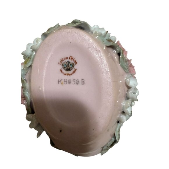 Lefton China Hand-painted Swan Figurine Floral Pink White - Picture 9 of 11